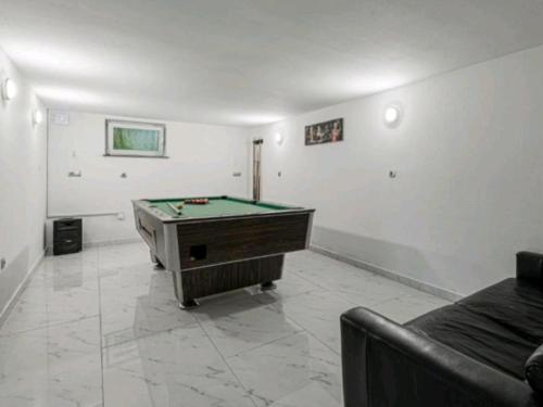 a living room with a pool table in it at Vila Frigo Olimia in Podplat