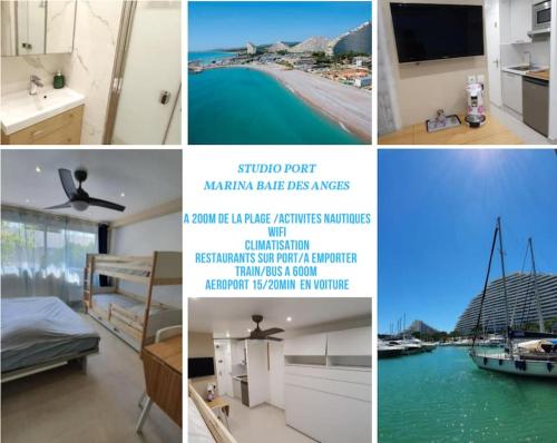 Studio Marina baie des Anges, 3 lits,clim, plages
