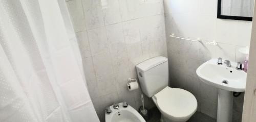 Baño pequeño con aseo y lavamanos en Exelente Departamento en La Plata