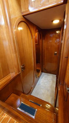a view of the inside of a wooden boat at Bed & Breakfast & Sea with Captain in Pirovac