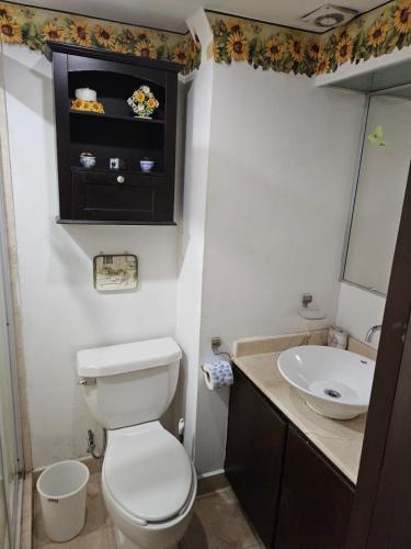 a small bathroom with a toilet and a sink at Departamento Céntrico CDMX in Mexico City