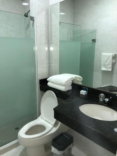 a bathroom with a toilet and a sink at San Martin Cartagena in Cartagena de Indias