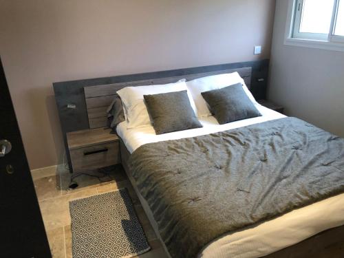 un lit avec deux oreillers dessus dans une chambre dans l'établissement Lou Mas des oliviers, à Mazan