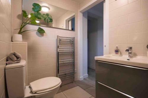 een badkamer met een toilet en een wastafel bij Creel Cottage (No. 4) in Arbroath