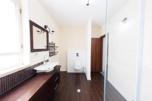 y baño con lavabo y aseo. en Large house with a Great Deal !, en Hod HaSharon