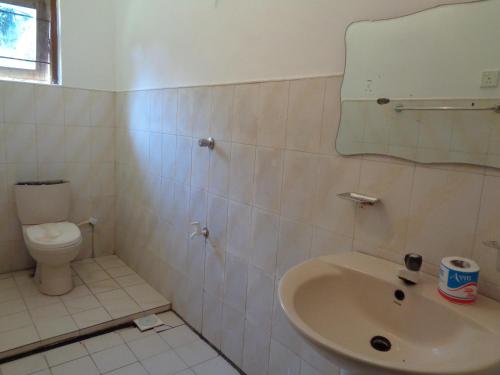a bathroom with a sink and a toilet at Wellawaya Rest House in Wellawaya