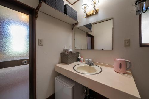 a bathroom with a sink and a mirror at Grand Hotel Narita Airport in Akaike