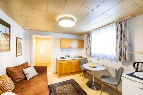 a living room with a couch and a table at Apartmenthaus Pastner am Teich in Übelbach