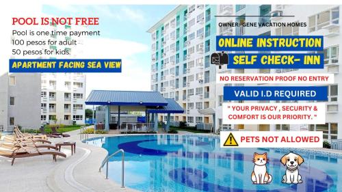 a sign for a hotel with a swimming pool at Seawind Condo - Sea View Samal Island View Gene Vacation Homes in Davao City