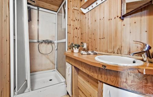 a bathroom with a sink and a shower at Beautiful Home In Dronningmlle With House Sea View in Dronningmølle