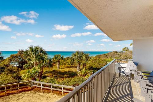 a balcony with a view of the ocean at One Seagrove Place 0206 in Santa Rosa Beach