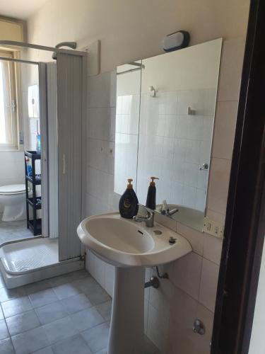 a bathroom with a sink and a mirror at DC Apartment in Santa Maria Capua Vetere