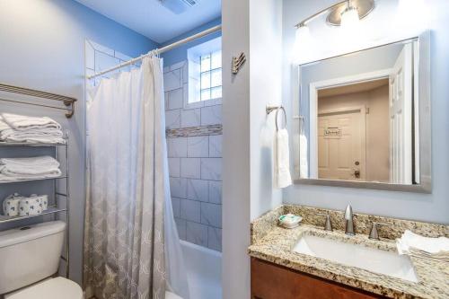 een badkamer met een wastafel, een toilet en een spiegel bij ENTIRE BUILDING-Walk to Lincoln Park or The Beach in Chicago