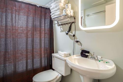 a bathroom with a toilet and a sink at Beautifully Remodeled Flat Downtown # 2N in Chicago