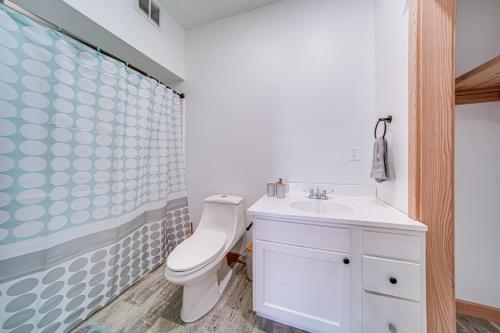 a bathroom with a toilet and a sink at 4 Mi to Lake Erie Condo with Golf Course Views! in Erie