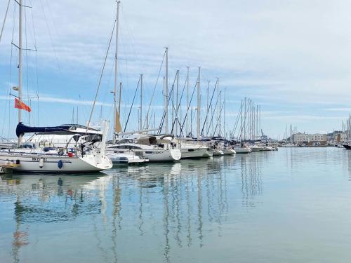 a group of boats docked in a harbor at Casa Dolci Rodolfo large bright apartment 4km to Seaside in Montemarciano