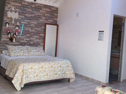 Letto o letti in una camera di hotel villa paz d f
