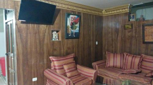 TV a/nebo společenská místnost v ubytování HOSTAL JOYA ANDINA