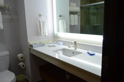 a bathroom with a sink and a mirror and a toilet at Holiday Inn Express & Suites - Ciudad Obregon by IHG in Ciudad Obregón