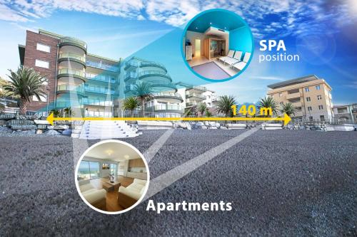 a collage of two pictures of a building at Gli Scogli Luxury Residence Hotel in Chiavari