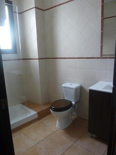 La salle de bains est pourvue de toilettes, d'une baignoire et d'un lavabo. dans l'établissement Andalucía Central, à Fuentes de Andalucía