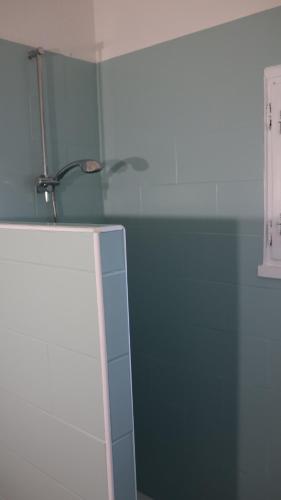 a bathroom with a mirror and a shower in a room at La sauvagine in Saintes-Maries-de-la-Mer