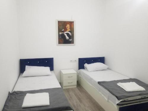 a bedroom with two beds and a picture on the wall at Pak Az Deluxe Hotel in Baku