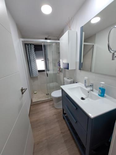 un bagno con lavandino e WC di CASA CATALINA a Priego de Córdoba