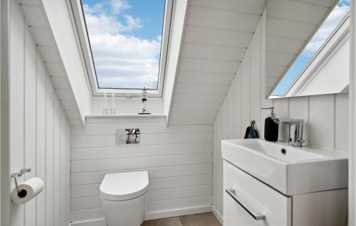 ein Bad mit einem WC und einem Dachfenster in der Unterkunft Awesome Home In Otterup With Jacuzzi in Otterup
