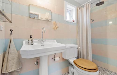 łazienka z umywalką i toaletą w obiekcie 3 Bedroom Cozy Home In Vejby w mieście Vejby