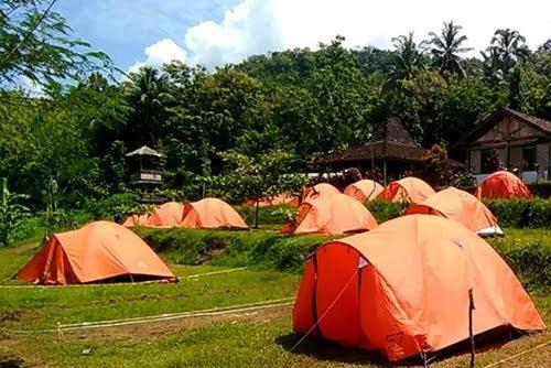 een groep tenten in het gras bij Tapian Asri Camp in Bukittinggi