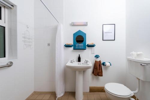 a bathroom with a sink and a shower and a toilet at An Capall Dubh B&B Dingle in Dingle