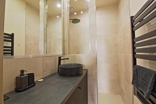 une salle de bain avec un lavabo et une douche dans l'établissement 060 - Le Littre - Appartement 1 chambre, Central, Proche Maison carrée, Clim, 4personnes, à Nîmes
