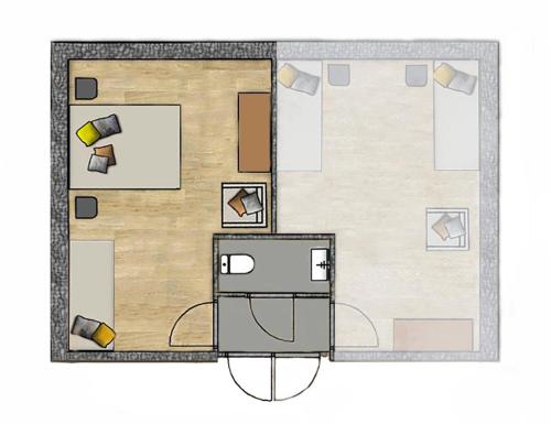 un dibujo de un plano del piso de una habitación en Villa Miilia maalaismajoitus ja spa, en Karijoki