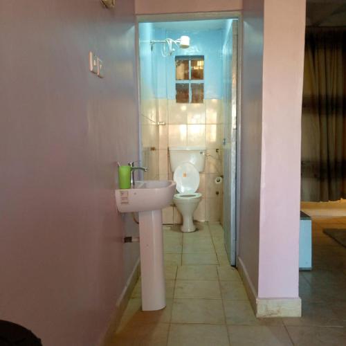 a bathroom with a sink and a toilet at Verona Airbnb in Thika