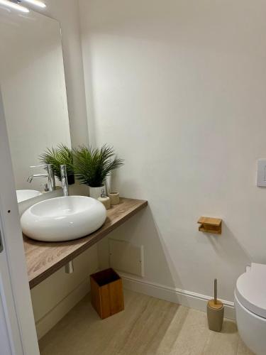a bathroom with a sink and a toilet at Casa Marongiu in Santa Maria la Palma