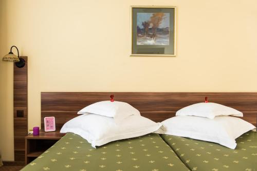 Un pat sau paturi într-o cameră la Hotel Lyra