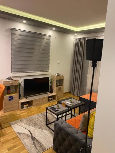 Televízia a/alebo spoločenská miestnosť v ubytovaní Lagano Lux
