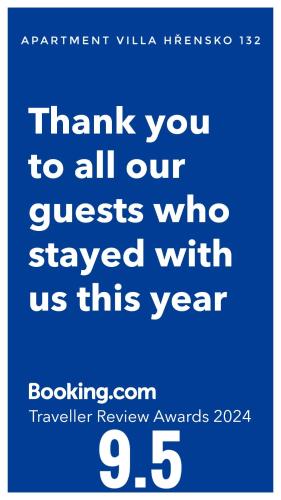 a blue thank you to all our guests who stayed with us this year at Apartment Villa Hřensko 132 in Hřensko