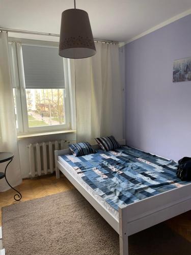 a bedroom with a bed in a room with a window at Apartament przy górce in Biała Podlaska
