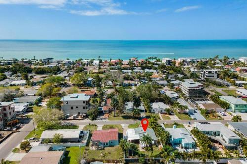 an aerial view of a town with the ocean at Fun Get Togethers at the Beach! in St Pete Beach