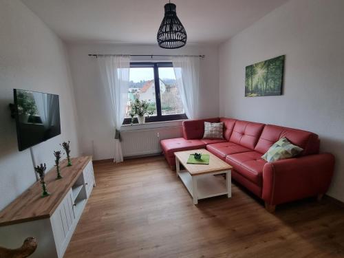 Ruang duduk di Ferienwohnung Cumbach