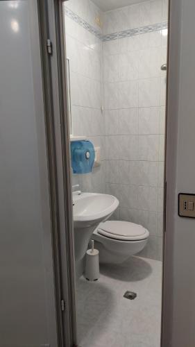 a bathroom with a toilet and a sink at BlueColors Hotel ex Hotel Lucy in Campalto