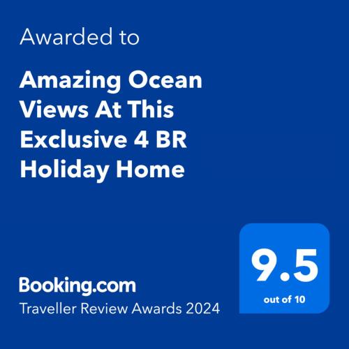Captura de pantalla de un teléfono con texto que otorga vistas al océano en esta exclusiva en Amazing Ocean Views At This Exclusive 4 BR Holiday Home, en McCracken
