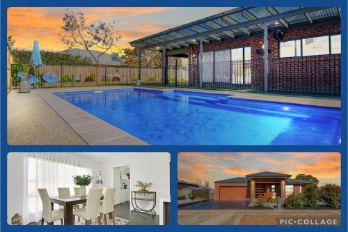 a collage of pictures of a house with a swimming pool at Windsor castle in Shepparton