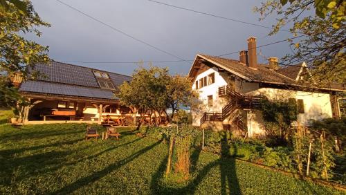 une maison avec une cour devant elle dans l'établissement Tourist Farm Strle With Great Local Food, à Cerknica