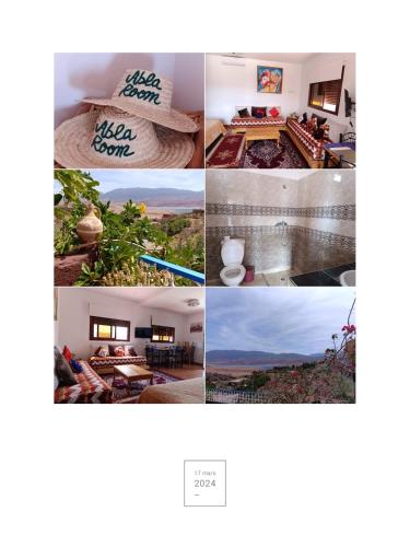 a collage of different pictures of a house at Abla room in Azilal