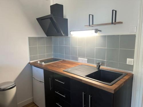 une cuisine avec un évier et un plan de travail dans l'établissement Le Montpellier Rêvé, à Montpellier