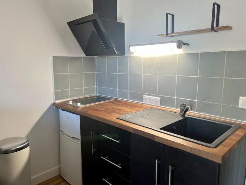 une cuisine avec un évier et un plan de travail dans l'établissement Le Montpellier Rêvé, à Montpellier