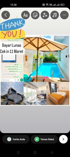 a page of a hotel website with a picture of a pool at Villa Adigroup bayar Offline in Tlekung